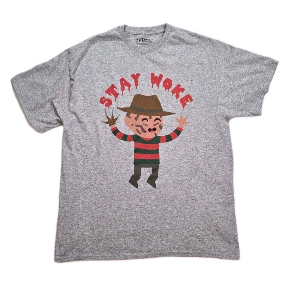Mens Freddy Krueger Nightmare on Elm Street Stay Woke Short Sleeve T Shirt Large